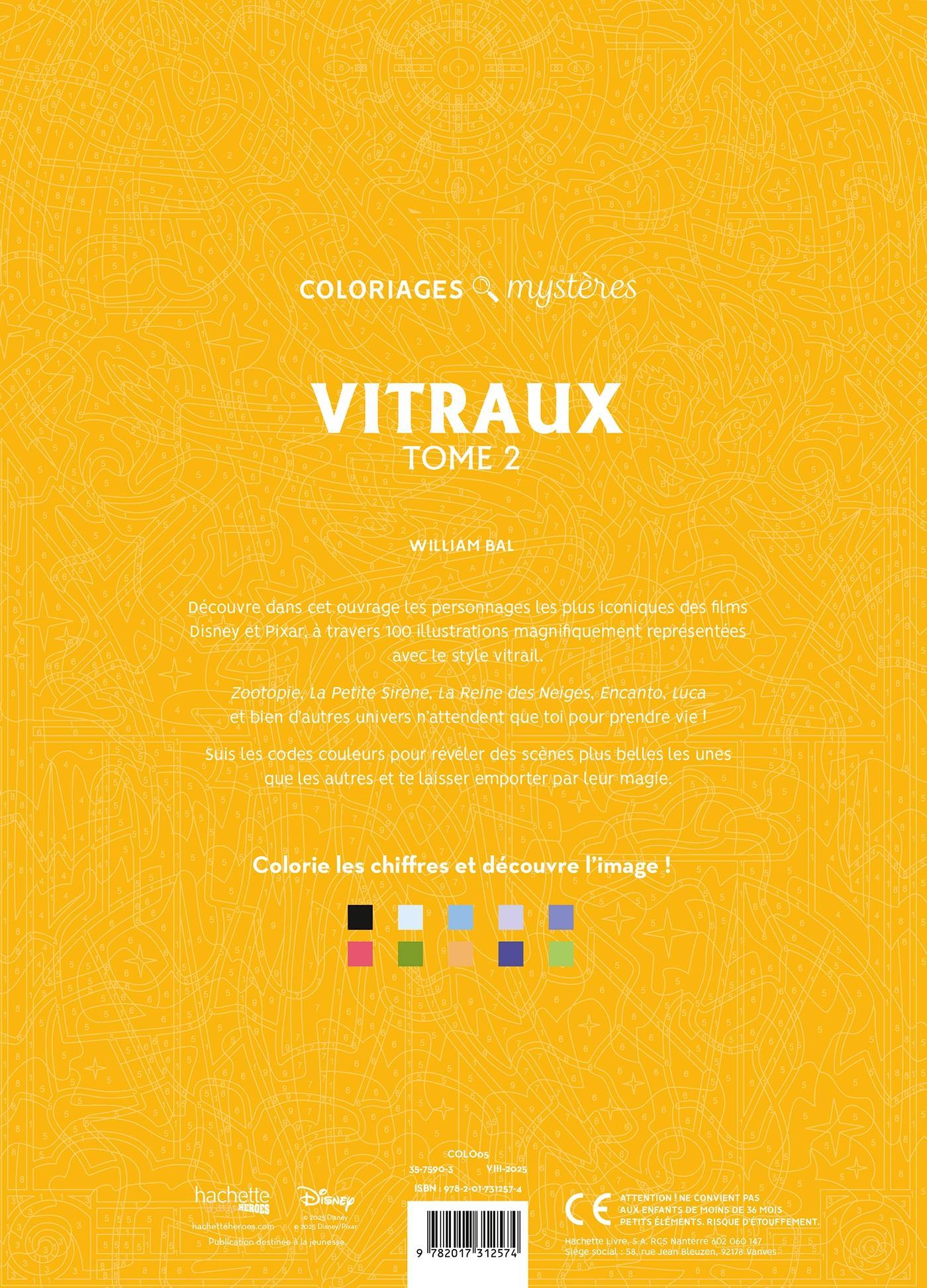 Coloriage mystère Disney - Vitraux Tome 2